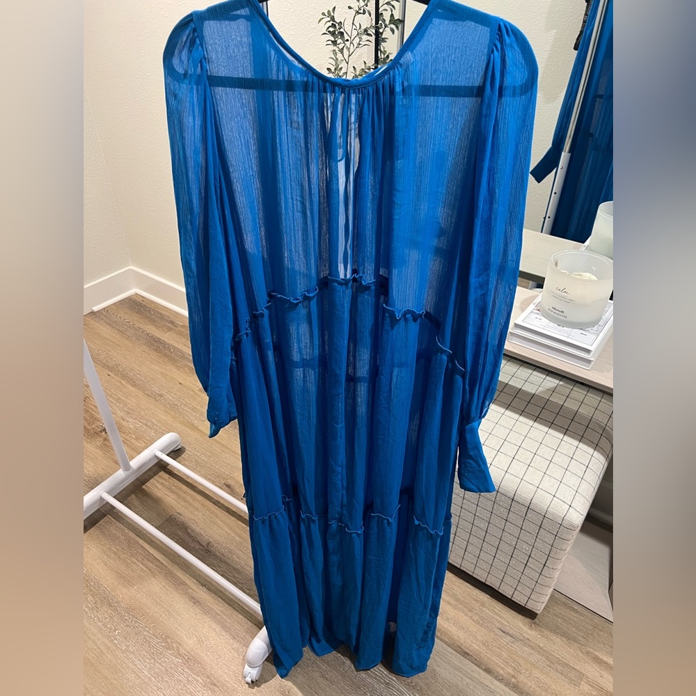 Topshop Royal Blue Sheer Tiered Maxi Dress
